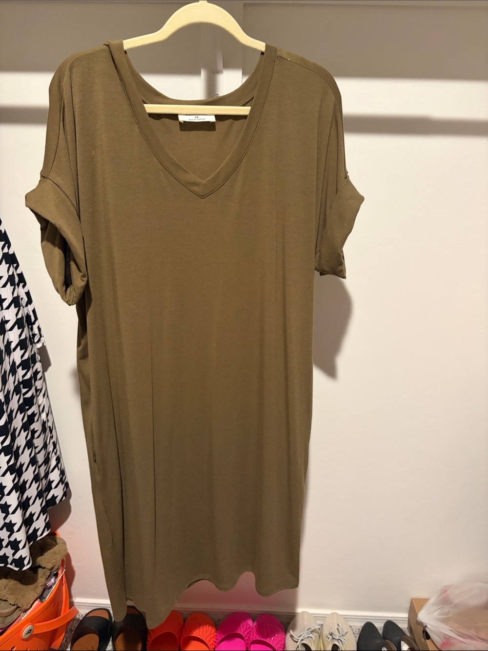 Zenana Outfitters Olive V-Neck Tunic Dress